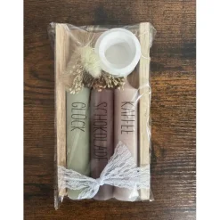 Kerzenset mit Botschaft – 3 Stabkerzen im Holzhalter – Geschenkidee für viele Anlässe