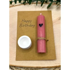 Kerzenset mit Karte |  Kleines Geschenk | Mitbringsel | Kleinigkeit | bunte Kerzen | Kerze 10cm