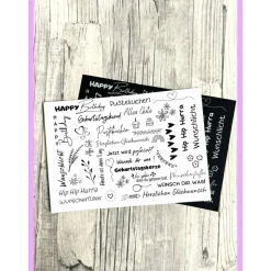 Kerzentattoo GEBURTSTAG, weiß o. schwarz, A5, Wasserschiebefolie, Kerzenfolie, Kerzensticker, Happy Birthday