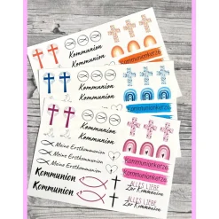 Kerzentattoo KOMMUNION 3.0, A5, Wasserschiebefolie, Kerzenfolie, Kerzensticker, Kerzen beschriften, Erstkommunion