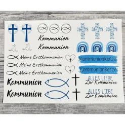 Kerzentattoo KOMMUNION 3.0, A5, Wasserschiebefolie, Kerzenfolie, Kerzensticker, Kerzen beschriften, Erstkommunion