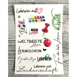 Kerzentattoo LEHRER/IN, A6, Wasserschiebefolie, Kerzenfolie, Kerzensticker, Schule