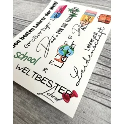Kerzentattoo LEHRER/IN, A6, Wasserschiebefolie, Kerzenfolie, Kerzensticker, Schule