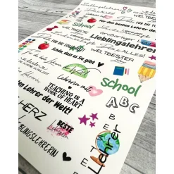 Kerzentattoo LEHRERIN, A4, Wasserschiebefolie, Kerzenfolie, Kerzensticker, Tattoofolie, Schule, Lehrer, Kerzendeko