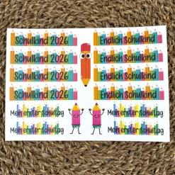 Kerzentattoo SCHULKIND, A5, Wasserschiebefolie, Kerzenfolie, Kerzensticker, Kerzen beschriften, Einschulung, Schule