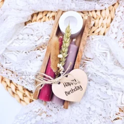 Kerzenverpackung Holz | Kerzen Geschenk Wohndeko | Geschenkset Gesburtstag | Geschenk Freundschaft | Kerzen Klötzchen |