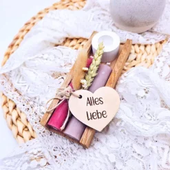 Kerzenverpackung Holz | Kerzen Geschenk Wohndeko | Geschenkset Gesburtstag | Geschenk Freundschaft | Kerzen Klötzchen |