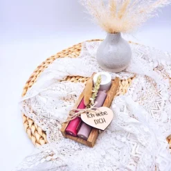 Kerzenverpackung Holz | Kerzen Geschenk Wohndeko | Geschenkset Gesburtstag | Geschenk Freundschaft | Kerzen Klötzchen |