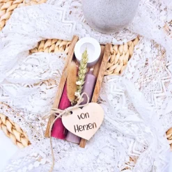 Kerzenverpackung Holz | Kerzen Geschenk Wohndeko | Geschenkset Gesburtstag | Geschenk Freundschaft | Kerzen Klötzchen |