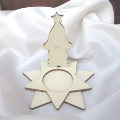 Kerzen-Wichtel Egon mit Teelicht-Stern, Steckset aus Holz