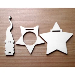 Kerzen-Wichtel Herbert mit Teelicht-Stern, Steckset aus Holz