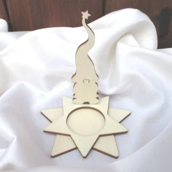 Kerzen-Wichtel Herbert mit Teelicht-Stern, Steckset aus Holz