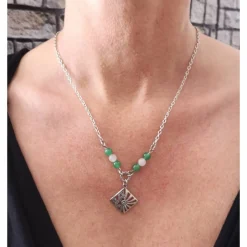 Kette, Dirndlkette, Damenkette, Collier, Jade, Trachtenschmuck, Halskette, 22