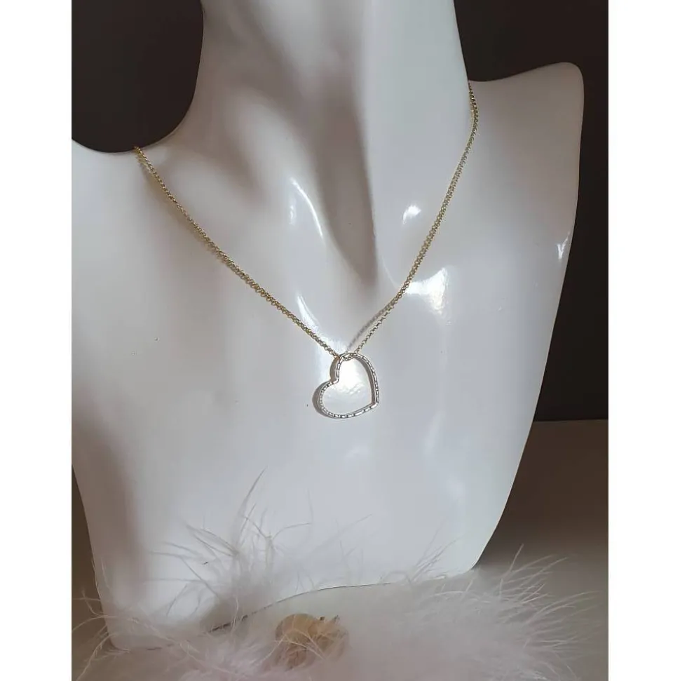 Kette Herz Gold, bicolor Herzkette Silber vergoldet