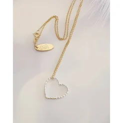 Kette Herz Gold, bicolor Herzkette Silber vergoldet