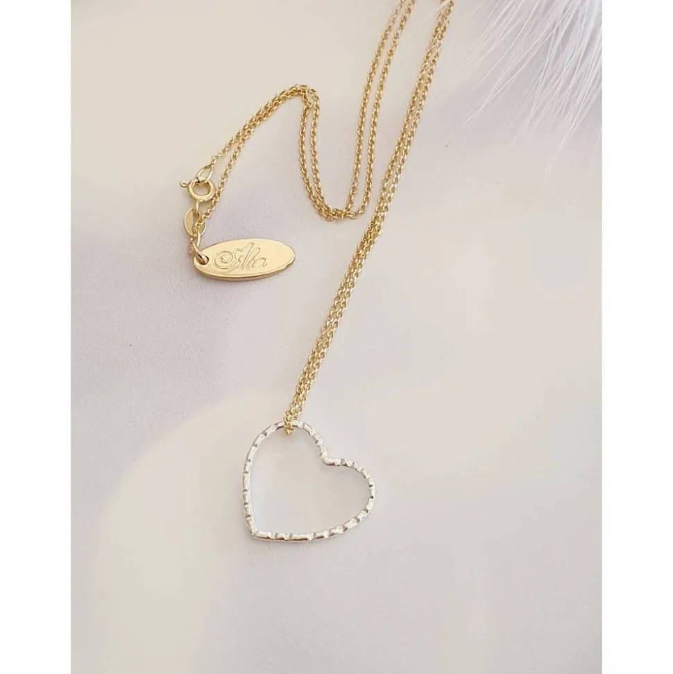 Kette Herz Gold, bicolor Herzkette Silber vergoldet