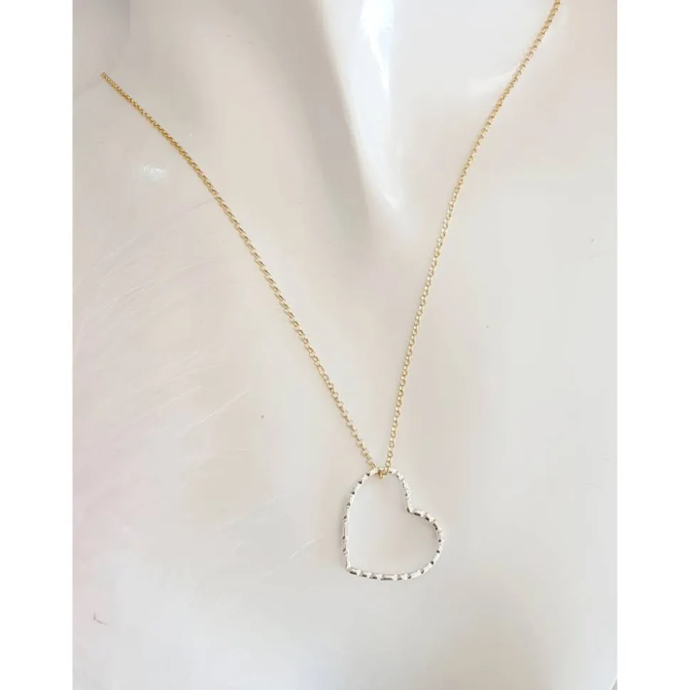 Kette Herz Gold, bicolor Herzkette Silber vergoldet