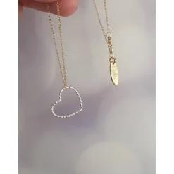 Kette Herz Gold, bicolor Herzkette Silber vergoldet