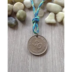 Kette mit einem alten 50-Pfennig-Stück - nettes Geschenk zum Geburtstag / Jubiäum