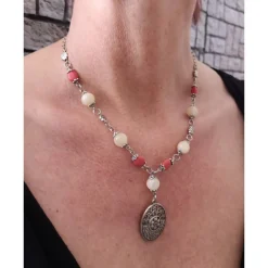 Kette*Collier*Wiesn*Halskette*Damenkette*Dirndlkette*Trachten*Dult*Wiesn*Opal*Koralle