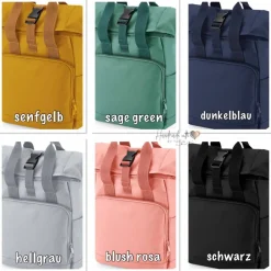 Kinder Rolltop Rucksack mit Bagger & Namen bestickt I personalisierte Kita-Tasche I Kindergartentasche für Jungen