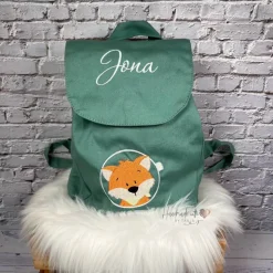 Kinder Rucksack mit Fuchs-Motiv & Namen bestickt I Kita Tasche personalisiert I 5 Farben I Kindergartenrucksack