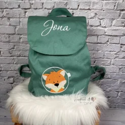 Kinder Rucksack mit Fuchs-Motiv & Namen bestickt I Kita Tasche personalisiert I 5 Farben I Kindergartenrucksack