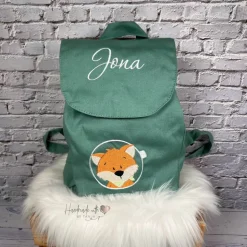 Kinder Rucksack mit Fuchs-Motiv & Namen bestickt I Kita Tasche personalisiert I 5 Farben I Kindergartenrucksack