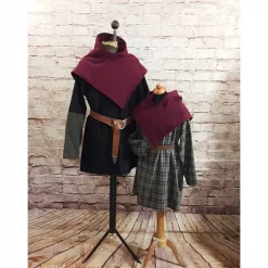 Kinder Wikinger Gugel, Skjoldehamn Gugel für Mädchen & Jungen, Wolle bordeaux, Mittelalter Kapuze, SCA, Halloween, LARP,