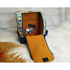 Kindergarten Rucksack Baustelle grün – Individuell, Softshell, 2 Größen, Kita