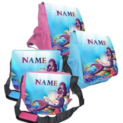 Kindergarten Rucksack oder Tasche Motiv Meerjungfrau mit Name personalisierbar / Blau / Rosa