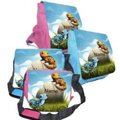 Kindergarten Rucksack oder Tasche Motiv Salamander mit Name / personalisierbar / Blau / Rosa