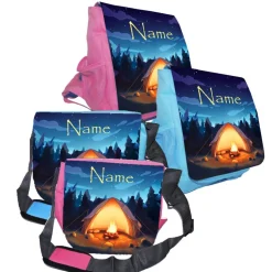Kindergarten Rucksack oder Tasche Motiv Zelt mit Name / personalisierbar / Blau / Rosa