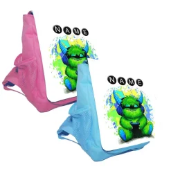 Kindergarten Rucksack oder Tasche Motiv Zocker-Monster mit Name / personalisierbar / Blau / Rosa
