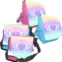 Kindergarten Rucksack oder Tasche Motiv Herz mit Name / personalisierbar / Blau / Rosa