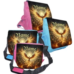 Kindergarten Rucksack oder Tasche Motiv Phönix mit Name / personalisierbar / Blau / Rosa