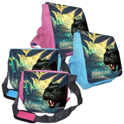 Kindergarten Rucksack oder Tasche Motiv Panther mit Name / personalisierbar / Blau / Rosa