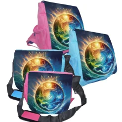 Kindergarten Rucksack oder Tasche Motiv 4 Elemente mit Name / personalisierbar / Blau / Rosa