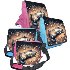 Kindergarten Rucksack oder Tasche Motiv Katze mit Name / personalisierbar / Blau / Rosa