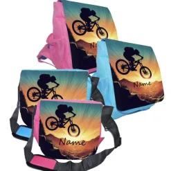 Kindergarten Rucksack oder Tasche Motiv Fahrrad mit Name / personalisierbar / Blau / Rosa