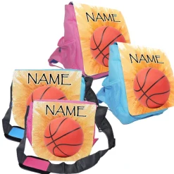 Kindergarten Rucksack oder Tasche Motiv Basketball mit Name / personalisierbar / Blau / Rosa