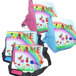 Kindergarten Rucksack oder Tasche Motiv Marienkäfer mit Name / personalisierbar / Blau / Rosa