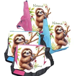 Kindergarten Rucksack oder Tasche Motiv Faultier mit Name / personalisierbar / Blau / Rosa