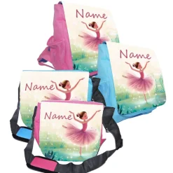 Kindergarten Rucksack oder Tasche Motiv Ballerina mit Name / personalisierbar / Blau / Rosa