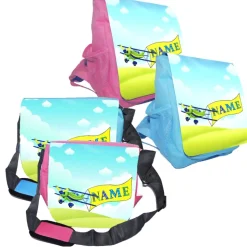 Kindergarten Rucksack oder Tasche Motiv Flugzeug mit Name / personalisierbar / Blau / Rosa