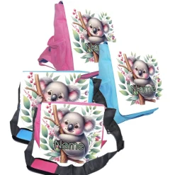 Kindergarten Rucksack oder Tasche Motiv Koala mit Name / personalisierbar / Blau / Rosa