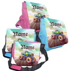 Kindergarten Rucksack oder Tasche Motiv Monstertruck mit Name / personalisierbar / Blau / Rosa