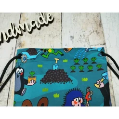 Kindergarten Turnbeutel Maulwurf Pauli petrol– Softshell, 3 Größen, personalisierbar