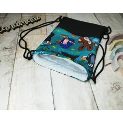 Kindergarten Turnbeutel Maulwurf Pauli petrol– Softshell, 3 Größen, personalisierbar