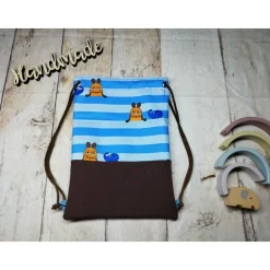 Kindergarten Turnbeutel Sendung mit der Maus blau– Softshell, 3 Größen, personalisierbar